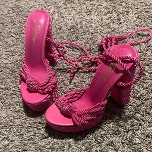 Liliana Fuchsia Braided Heels